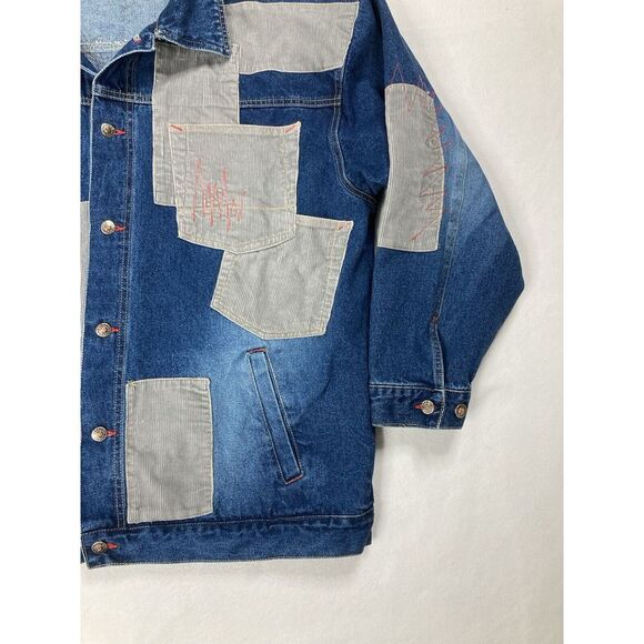 Boom X Blue Corduroy Long Sleeve Heavyweight Button Up Jean Jacket Mens XXL - Picture 6 of 13